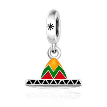 "Fiesta Rhythm" - 925 Sterling Silver Mexican Sombrero Hat Dangle Charm
