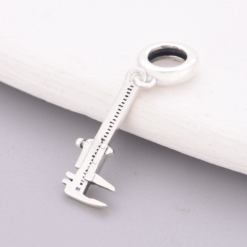 "Precision Pulse" - 925 Sterling Silver Vernier Caliper Tool Dangle Charm