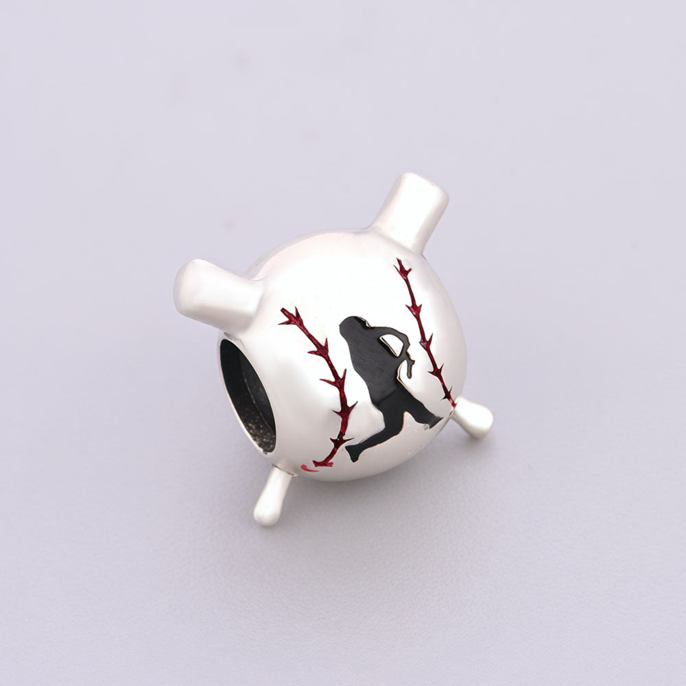 "Diamond Rhythm" - 925 Sterling Silver Baseball Batter Charm