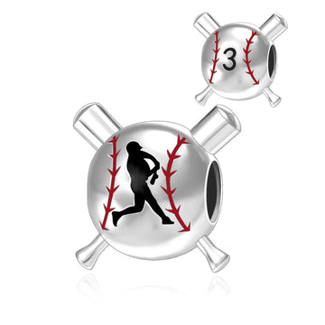 "Diamond Rhythm" - 925 Sterling Silver Baseball Batter Charm