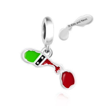 "Saint Kitts Spirit" - 925 Sterling Silver Island Map Dangle Charm