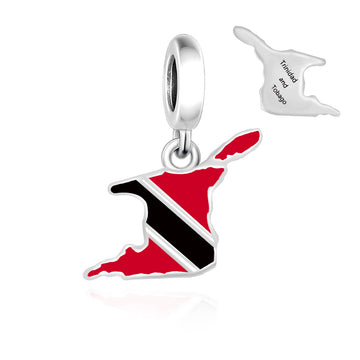 "Trinidad Rhythm" - 925 Sterling Silver Island Map Dangle Charm