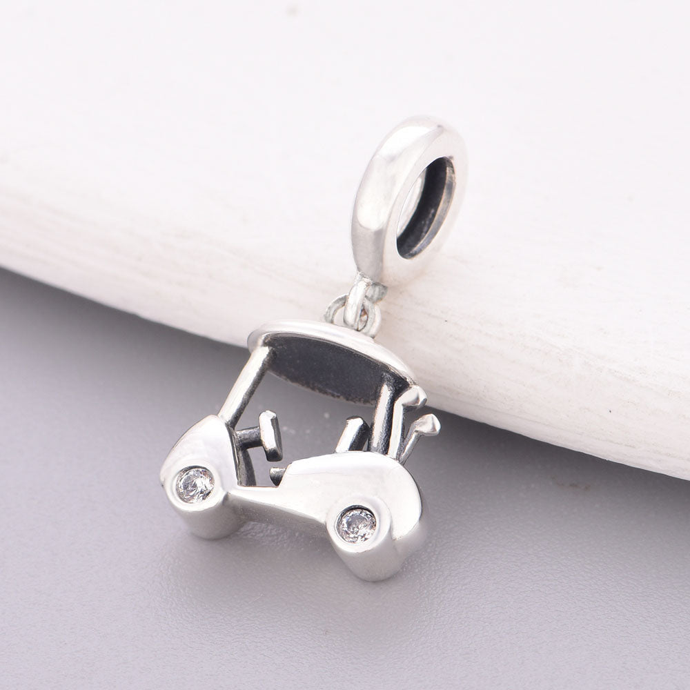 "Fairway Expedition" - 925 Sterling Silver Golf Cart Dangle Charm