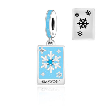 "Glacial Omen" - 925 Sterling Silver Snowflake Tarot Card Dangle Charm