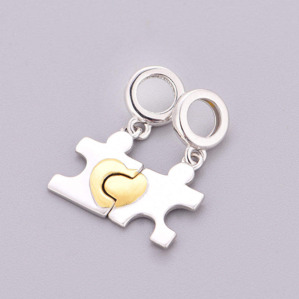 "Perfect Alignment" - 925 Sterling Silver Puzzle Piece Couple Dangle Set