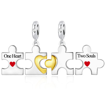 "Perfect Alignment" - 925 Sterling Silver Puzzle Piece Couple Dangle Set