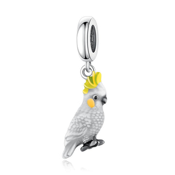 "Tropical Echo" - 925 Sterling Silver Exotic Parrot Cockatoo Dangle Charm