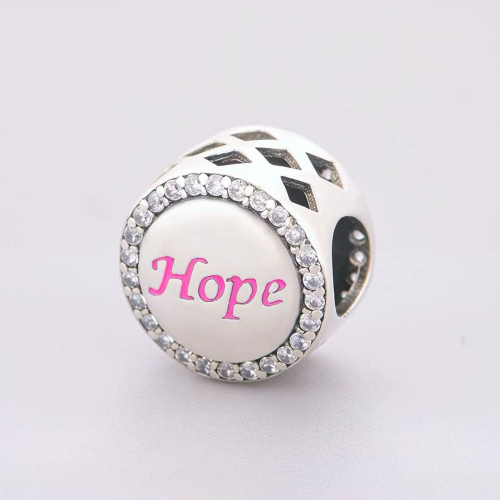 "Radiant Hope" - 925 Sterling Silver Pink Ribbon Awareness Charm