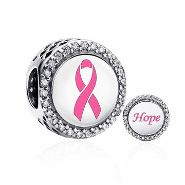 "Radiant Hope" - 925 Sterling Silver Pink Ribbon Awareness Charm