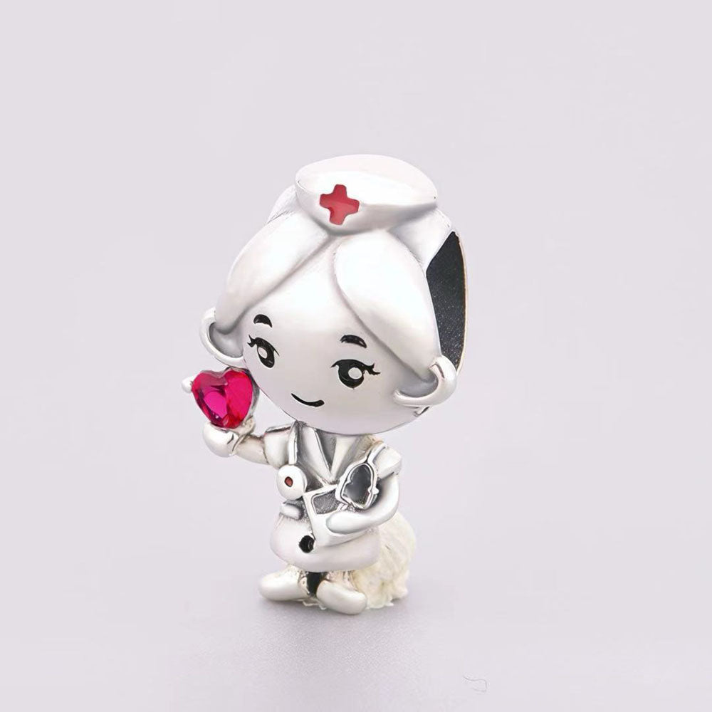 "Healing Resonance" - 925 Sterling Silver Nurse Angel Charm Bead