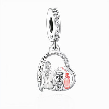 "Eternal Bond Resonance" - 925 Sterling Silver Pet and Family Heart Dangle Charm