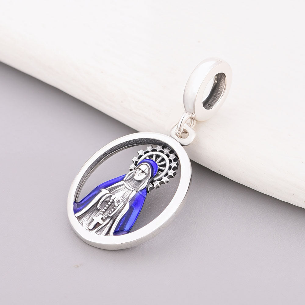 "Divine Guidance" - 925 Sterling Silver Virgin Mary Religious Dangle Charm