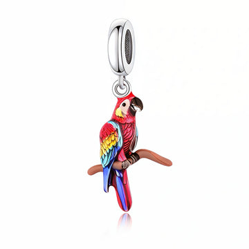 "Tropic Spirit" Macaw Parrot Charm - 925 Silver Colorful Enamel
