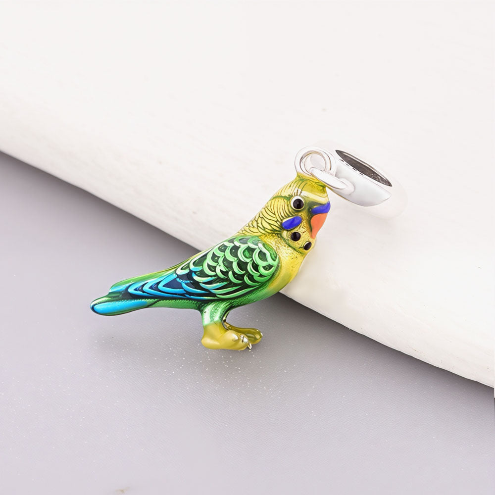 "Vivid Spirit" - 925 Sterling Silver Colorful Parrot Dangle Charm