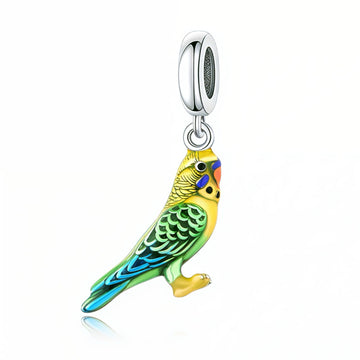 "Vivid Spirit" - 925 Sterling Silver Colorful Parrot Dangle Charm