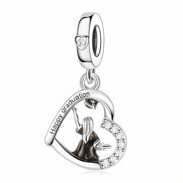 "The Moment" Graduation Girl Heart Charm - 925 Sterling Silver