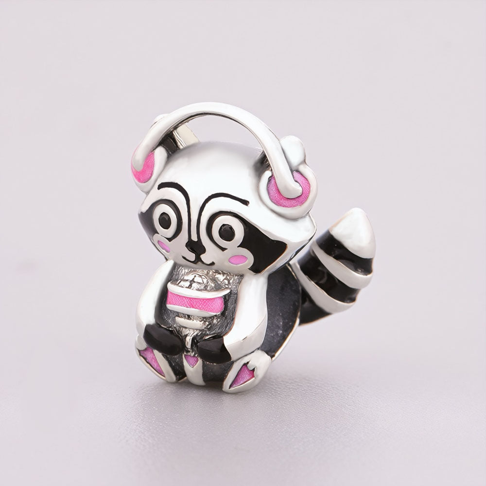 "Melodic Spirit" - 925 Sterling Silver Music Raccoon Bead Charm