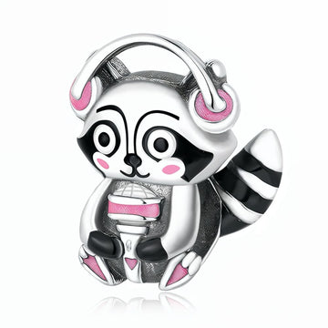 "Melodic Spirit" - 925 Sterling Silver Music Raccoon Bead Charm