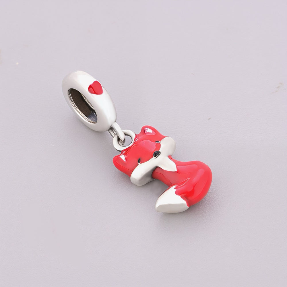 "Clever Spirit" - 925 Sterling Silver Cute Fox Dangle Charm