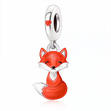 "Clever Spirit" - 925 Sterling Silver Cute Fox Dangle Charm