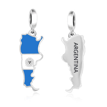 "Eternal Sun" Argentina Map Charm - 925 Sterling Silver
