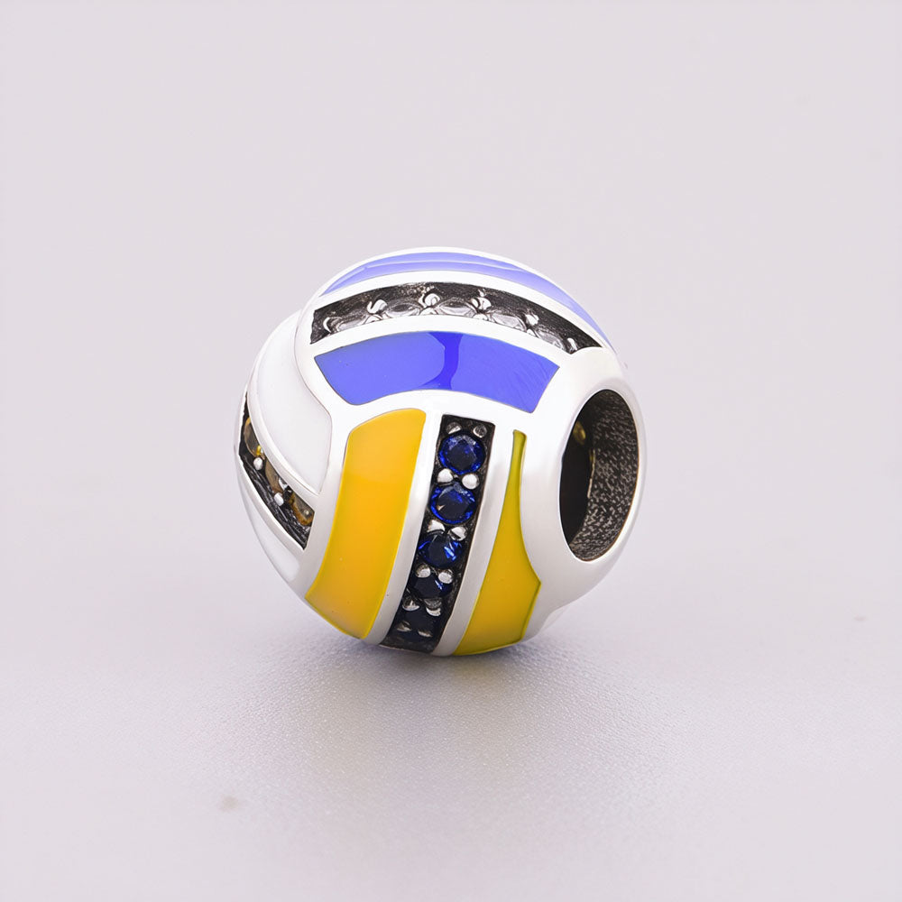 "Athletic Resonance" - 925 Sterling Silver Volleyball Sports Bead Charm