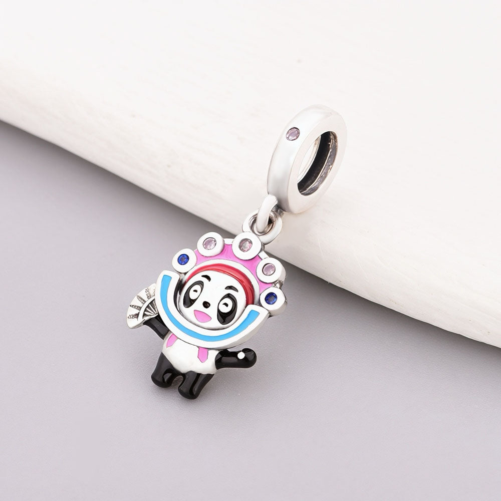 "Panda Opera" - 925 Sterling Silver Beijing Opera Panda Dangle Charm