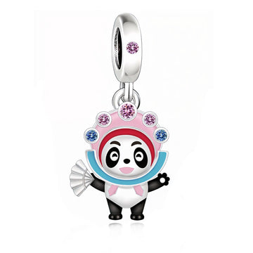 "Panda Opera" - 925 Sterling Silver Beijing Opera Panda Dangle Charm