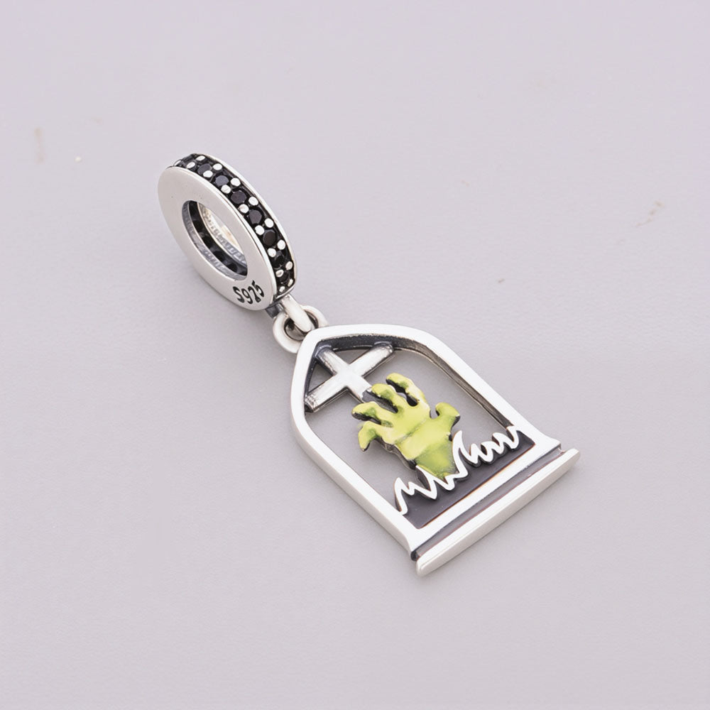 "Glow Awakening" - 925 Sterling Silver Luminous Zombie Hand Dangle Charm