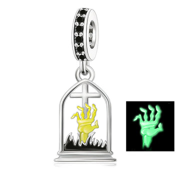 "Glow Awakening" - 925 Sterling Silver Luminous Zombie Hand Dangle Charm