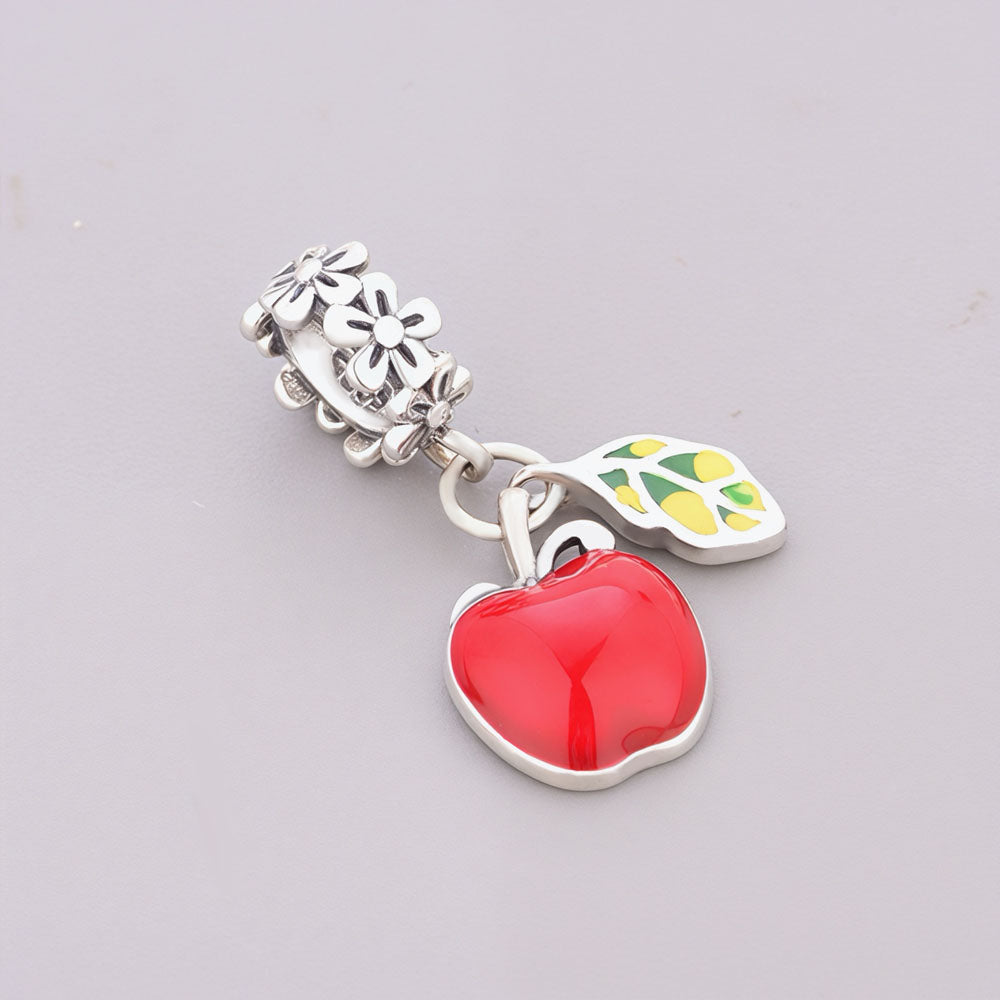"Core Vitality" - 925 Sterling Silver Half Apple Fruit Dangle Charm