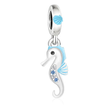 "Oceanic Rhythm" - 925 Sterling Silver Seahorse Dangle Charm