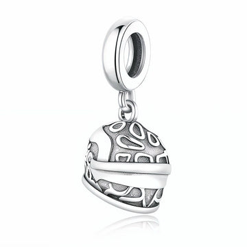 "Guardian of Velocity" - 925 Sterling Silver Racing Helmet Dangle Charm