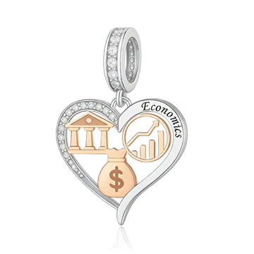 "Economic Prosperity" - 925 Sterling Silver Money Bag & Growth Chart Dangle Charm