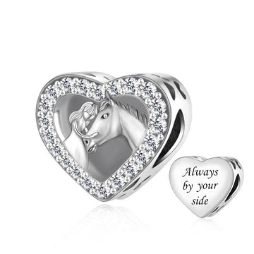 "Eternal Bond" - 925 Sterling Silver Girl and Horse Heart Charm