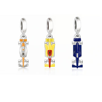 "Peak Velocity" - 925 Sterling Silver Racing Car Enamel Dangle Charm
