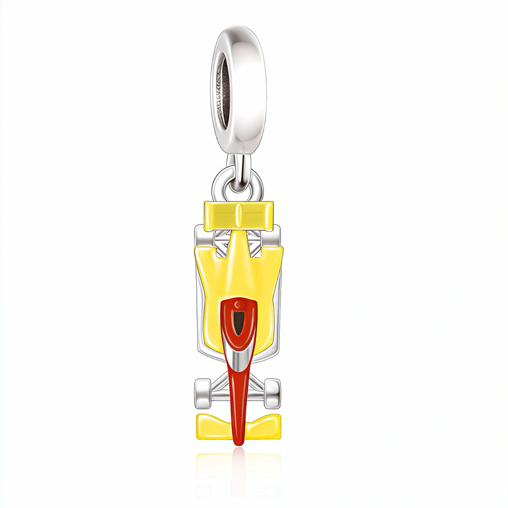 "Peak Velocity" - 925 Sterling Silver Racing Car Enamel Dangle Charm