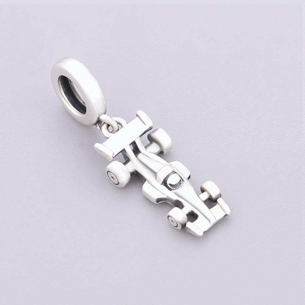"Turbo Momentum" - 925 Sterling Silver High-Speed Racing Car Dangle Charm