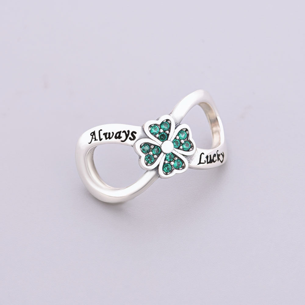 "Infinite Luck" - 925 Sterling Silver Four-Leaf Clover Infinity Charm
