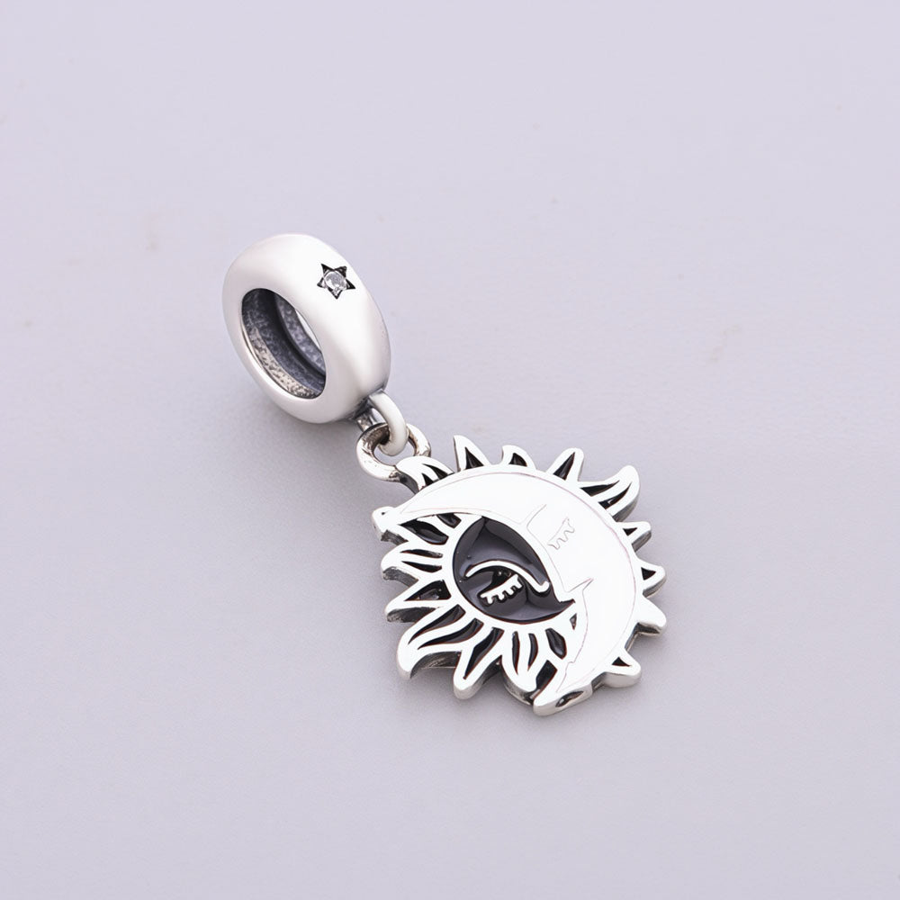 "Celestial Harmony" - 925 Sterling Silver Sun and Moon Dangle Charm