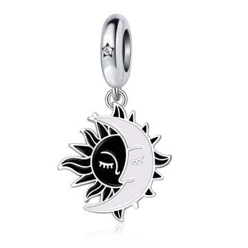 "Celestial Harmony" - 925 Sterling Silver Sun and Moon Dangle Charm