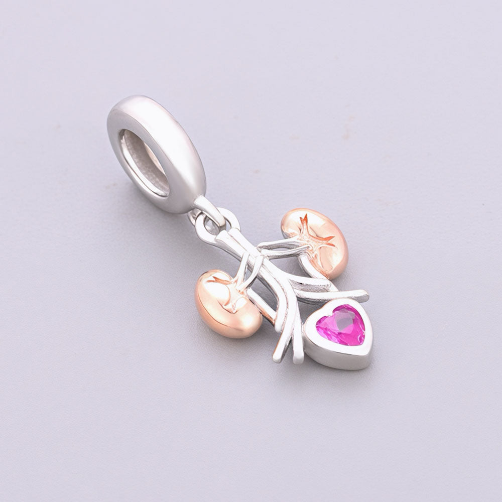 "Vital Filter" - 925 Sterling Silver Kidney Health Rose Gold Dangle