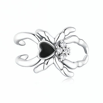 "Midnight Predator" - 925 Sterling Silver Heart Spider Bead Charm