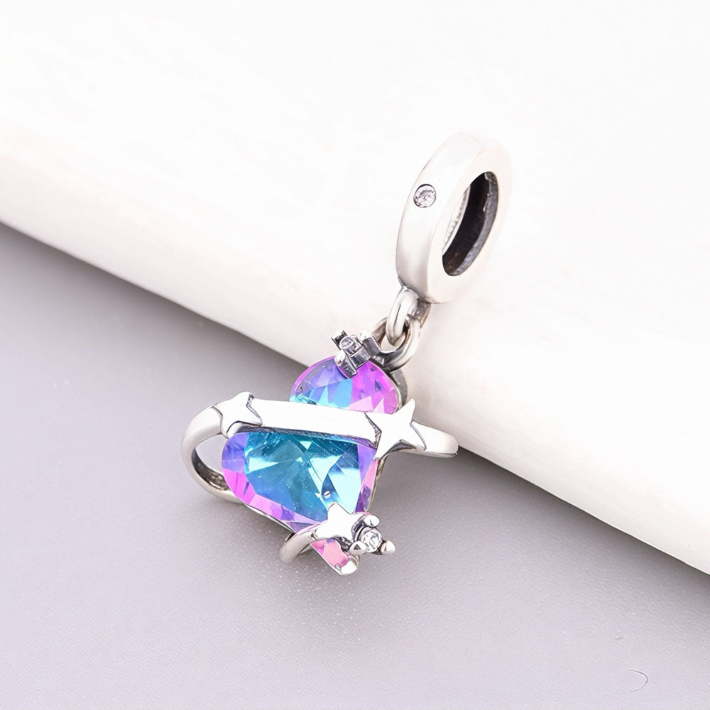 "Astral Pulse" - 925 Sterling Silver Gradient Celestial Heart Charm