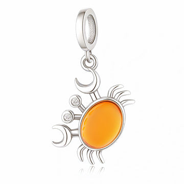 "Tidal Nomad" - 925 Sterling Silver Crab and Crescent Moon Dangle Charm