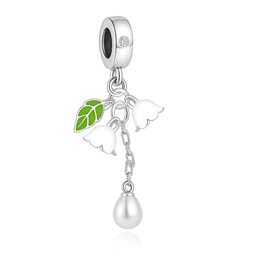 "Ethereal Lily" - 925 Silver Lily of the Valley Tassel Pearl Dangle Charm