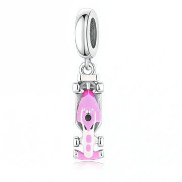 "Velocity Pulse" - 925 Silver Supercar Racing Pink Enamel Dangle Charm