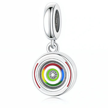 "Dynamic Drive" - 925 Silver Racing Tire Rainbow Enamel Dangle Charm