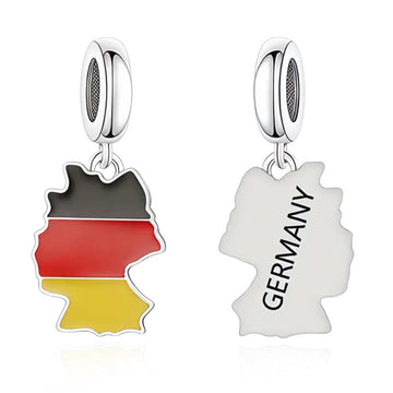 "Unity & Heritage" Germany Map Charm - Double-Sided Enamel 925 Sterling Silver
