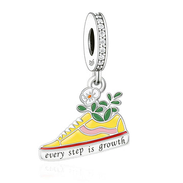 "Vibrant Strides" - 925 Silver "Every Step is Growth" Sneaker Dangle Charm